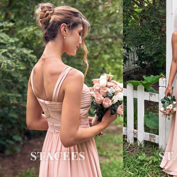 NWT A-line Sweetheart Sleeveless Floor-Length Chiffon Bridesmaid Dress - Picture 5 of 5